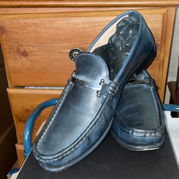 Kenneth Cole New York Zone In Navy Leather Loafers - Picture 2 of 6